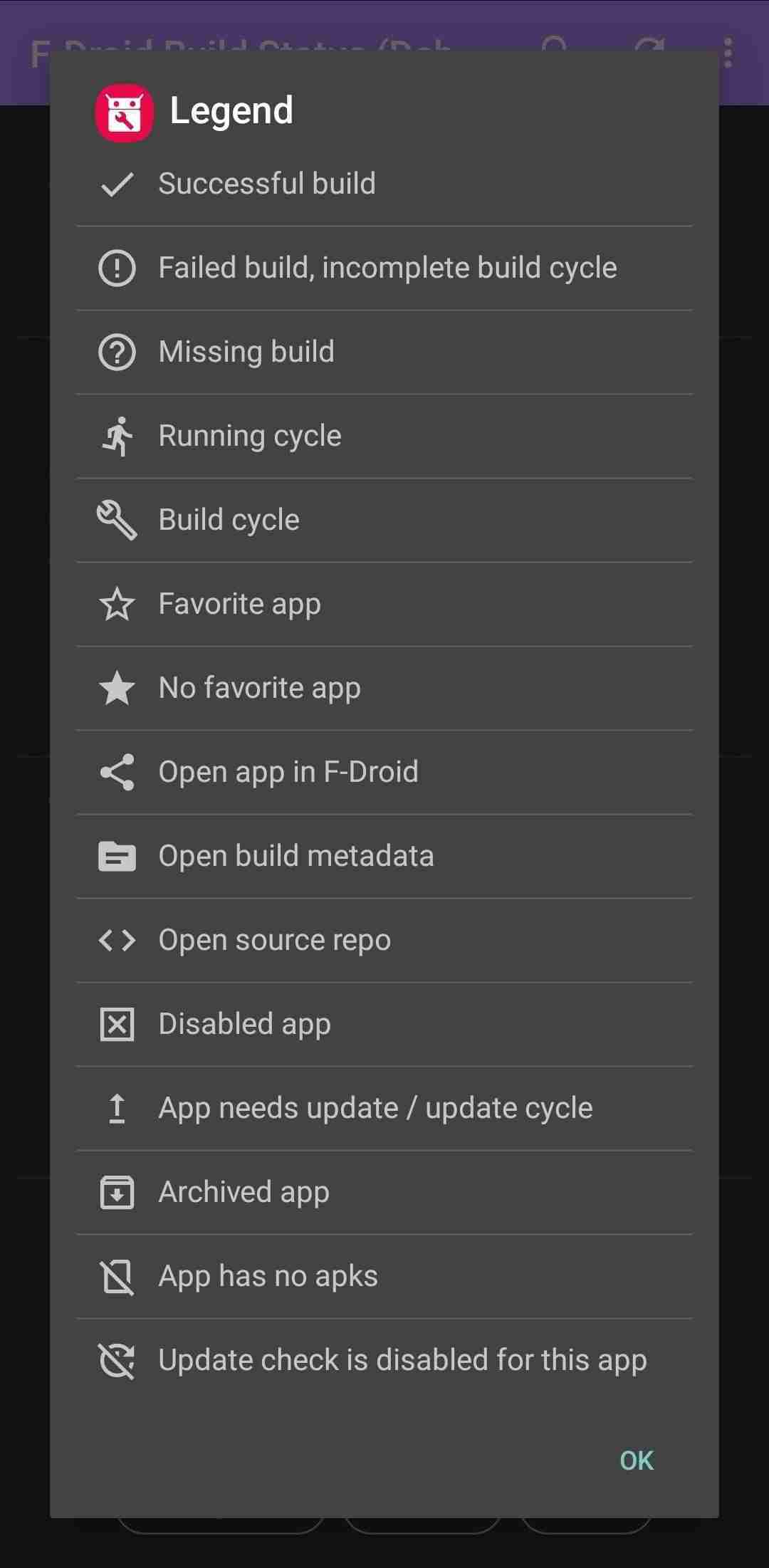 F-Droid Build Status screenshot