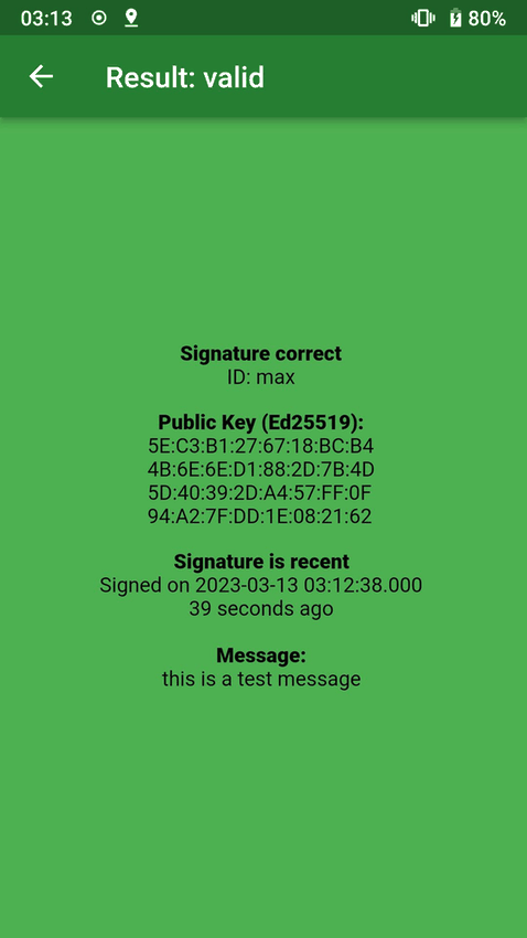 Cryptographic ID screenshot