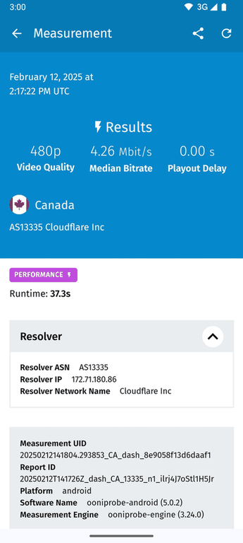 OONI Probe screenshot