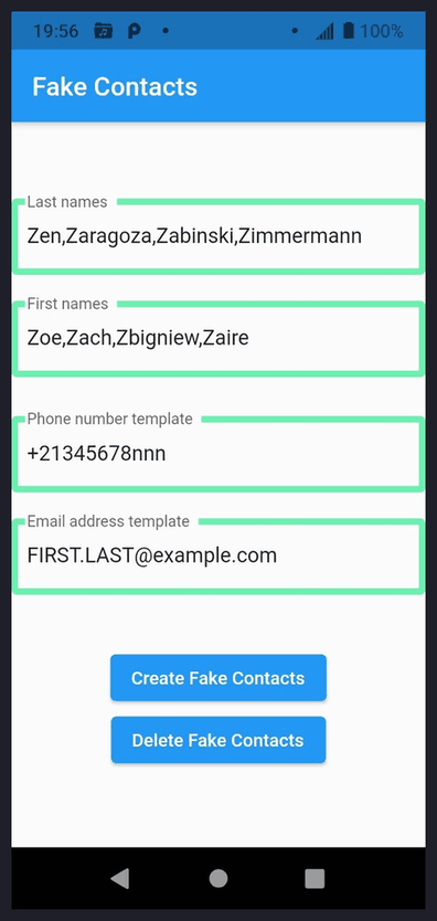 Fake Contacts screenshot