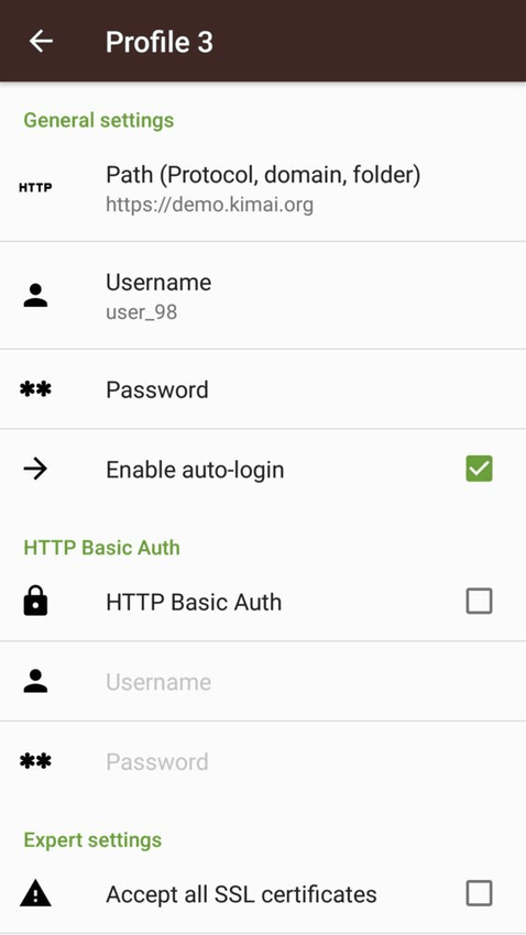 Kimai TimeTracker﻿ screenshot