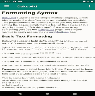 Dokuwiki Android screenshot