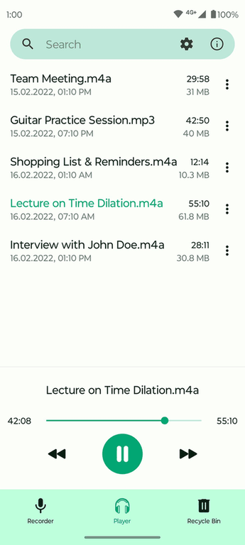 Fossify Voice Recorder screenshot