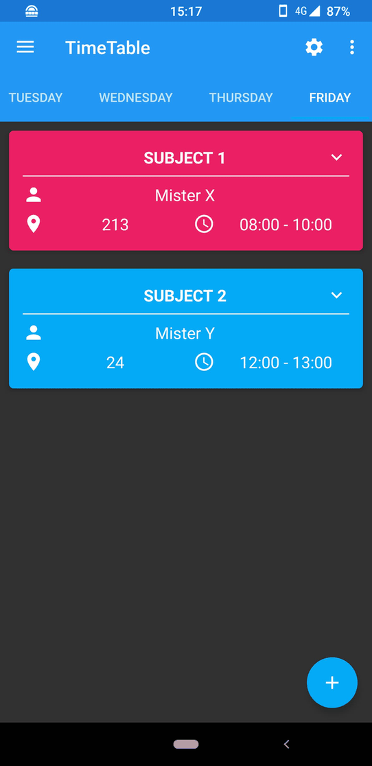 Timetable screenshot