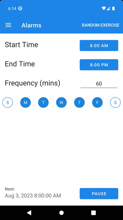 Exercise Reminders screenshot