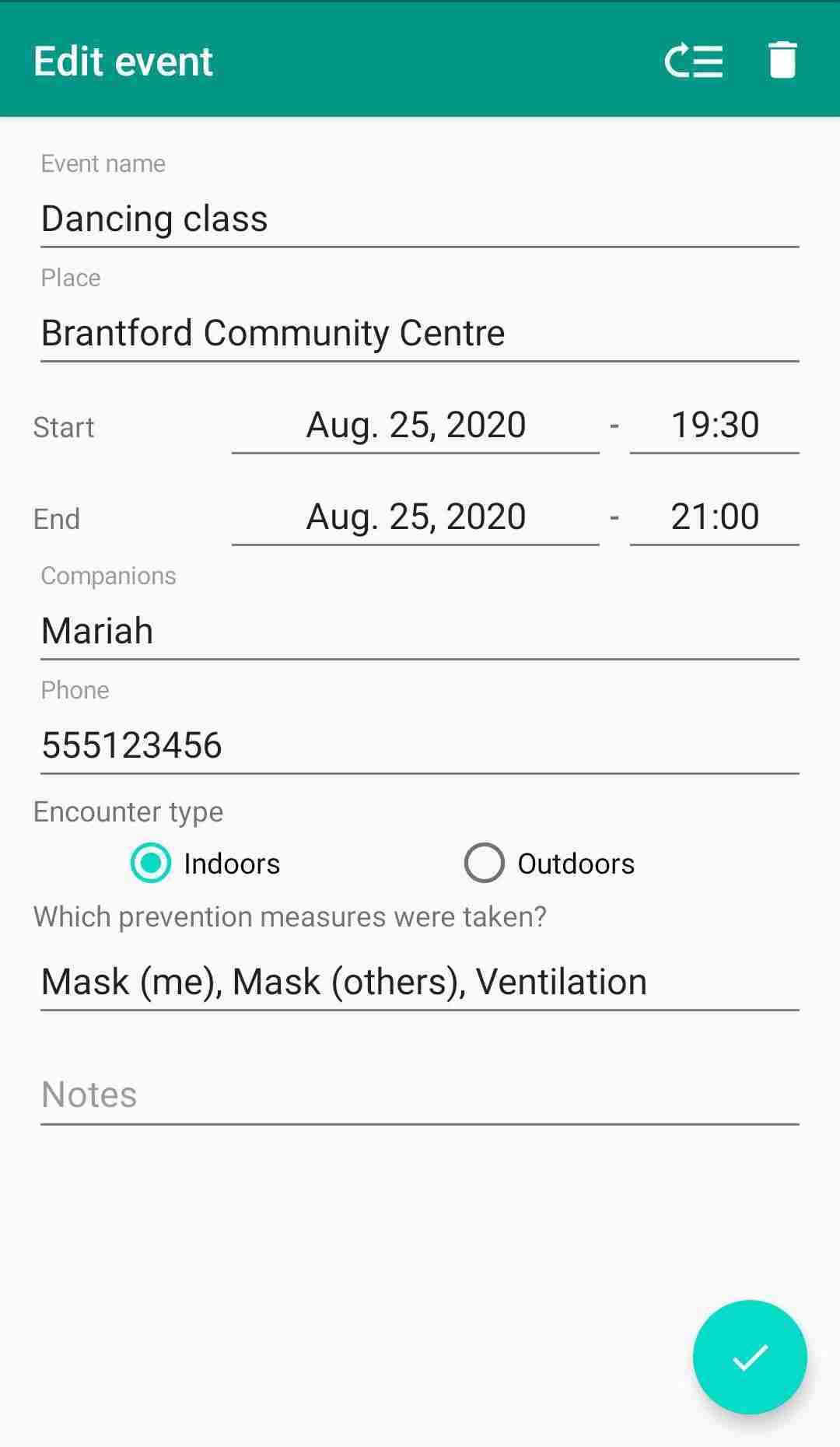 Contact Diary screenshot