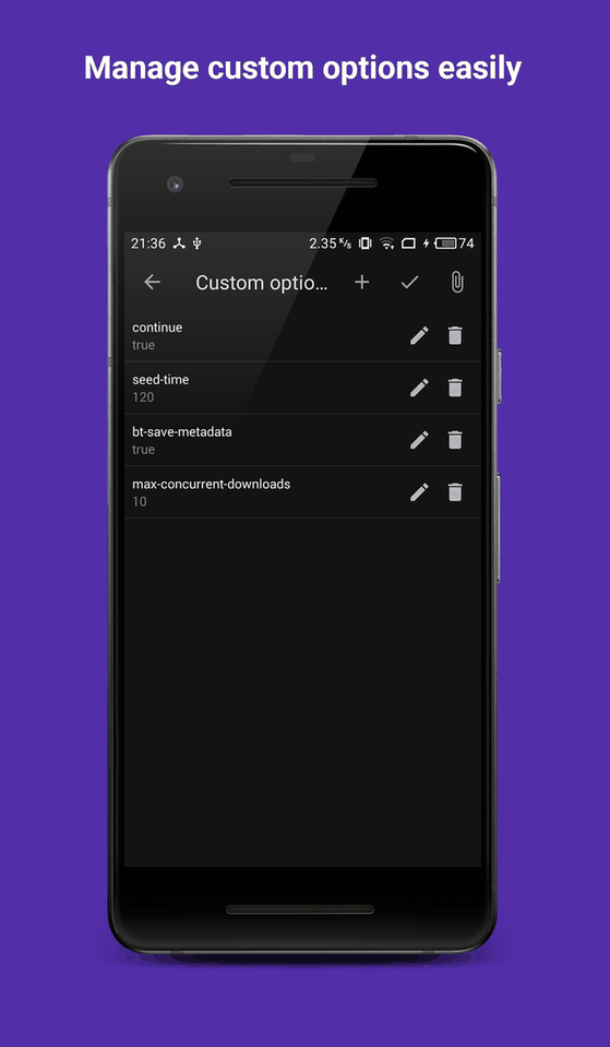 Aria2Android screenshot