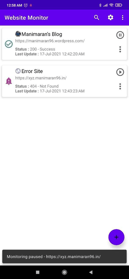 Website Monitor screenshot