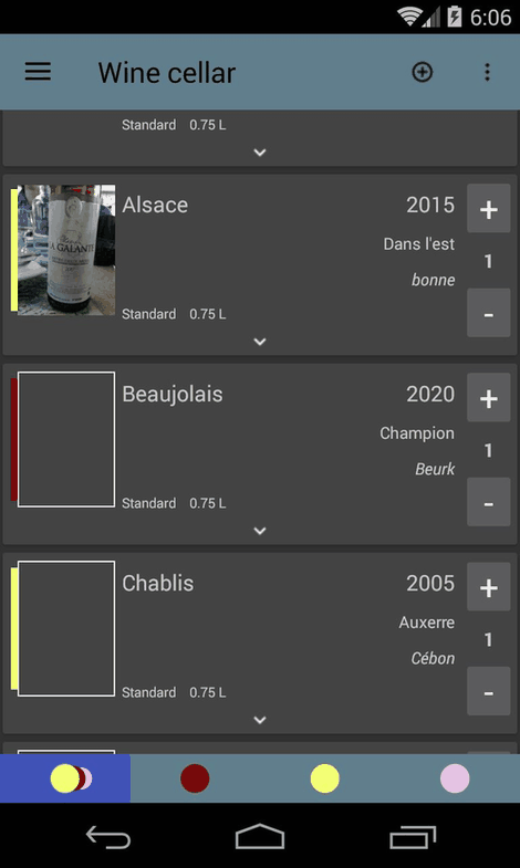 Wine cellar screenshot