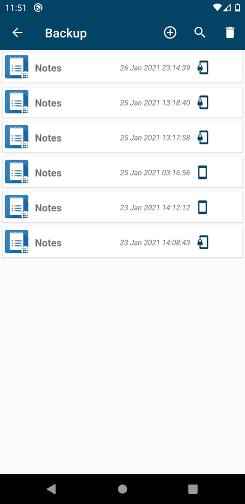 Backup (PFA) screenshot