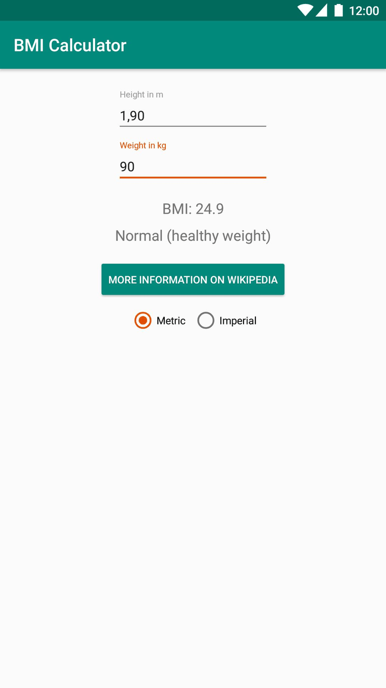 BMI Calculator screenshot