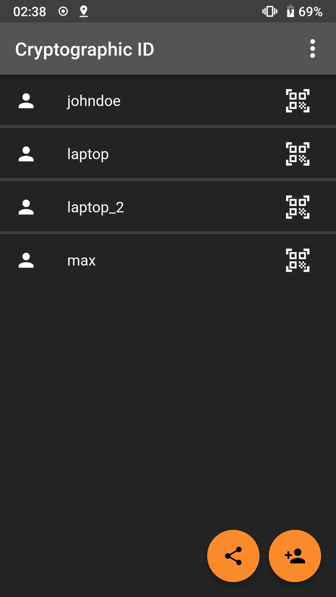 Cryptographic ID screenshot