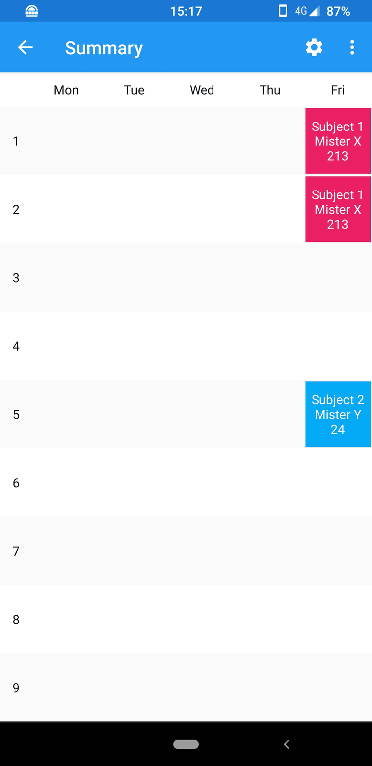 Timetable screenshot