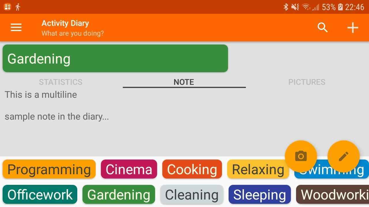 Activity Diary screenshot