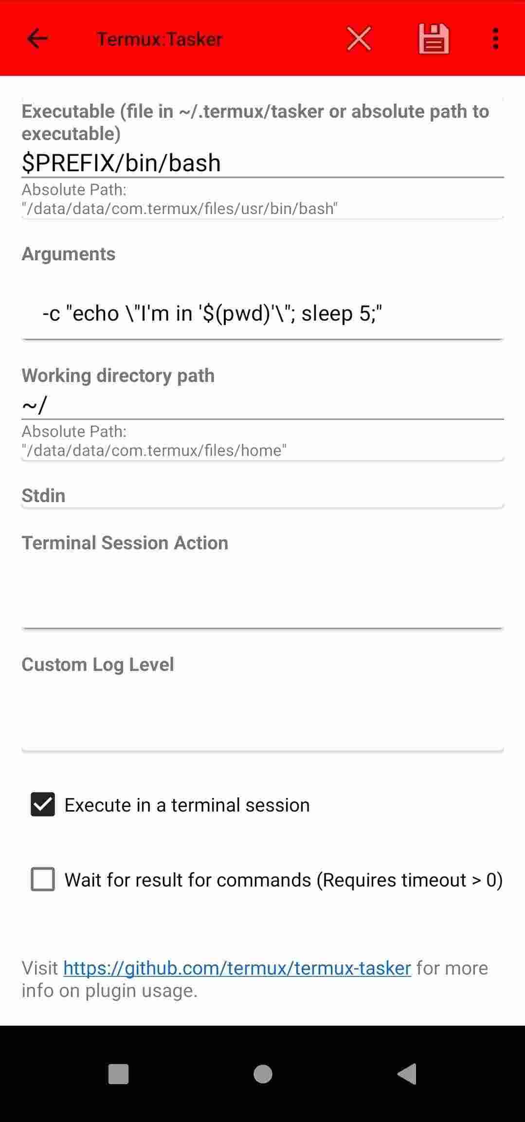 Termux:Tasker screenshot