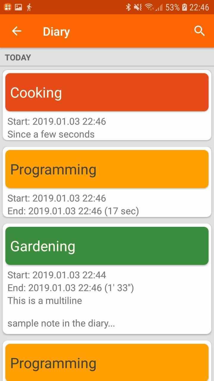Activity Diary screenshot