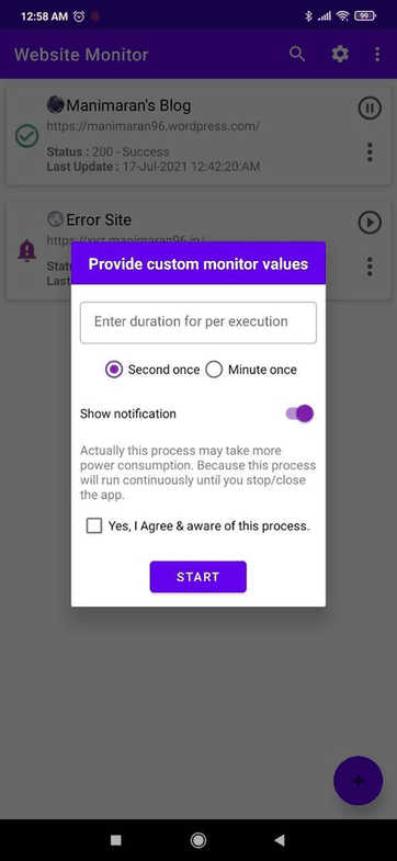 Website Monitor screenshot